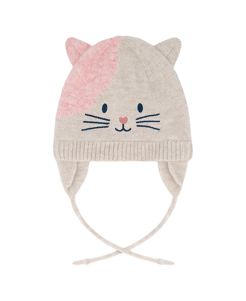 Deux Par Deux Girls' Lined Knit Hat With Ears - Baby In Multi