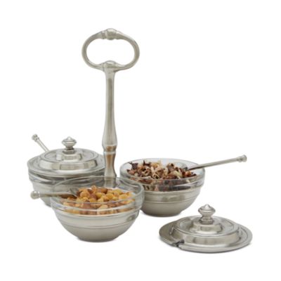 Pewter Condiment Caddy Set