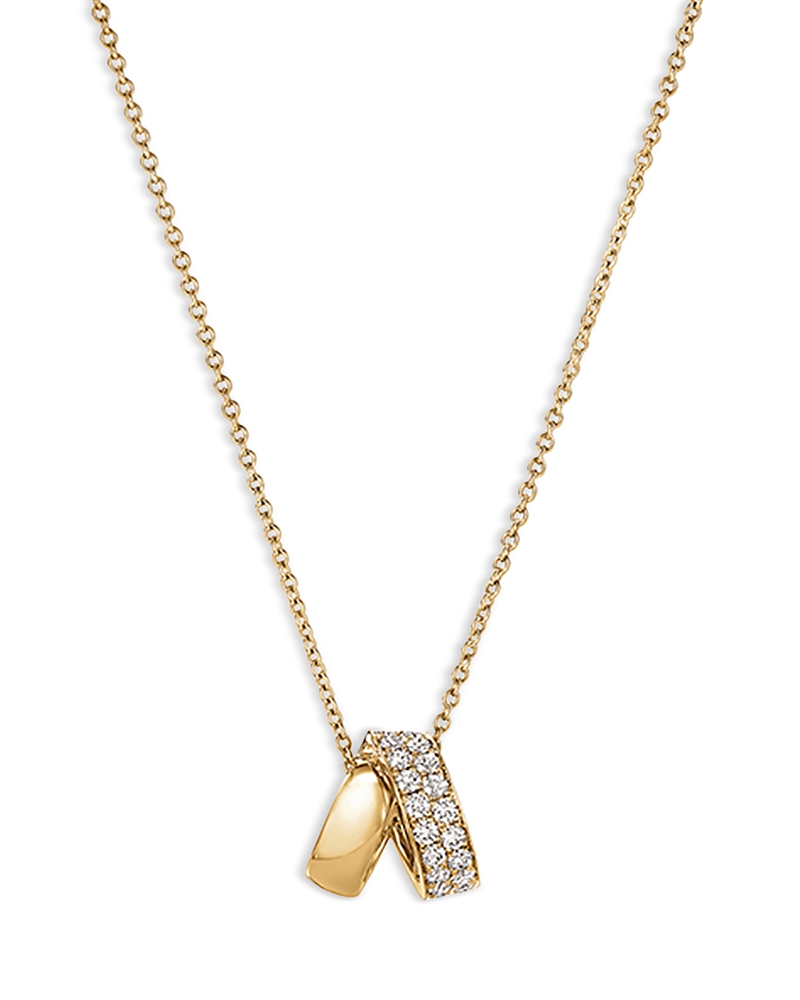 Hearts On Fire 18K Yellow Gold Inside Out Diamond Rondelle Pendant Necklace, 16