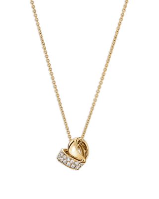 18K Yellow Gold Inside Out Diamond Rondelle Pendant Necklace, 16-18"