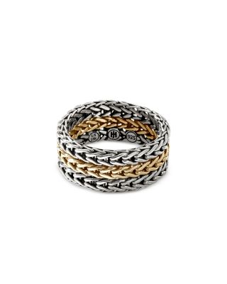 Men&#39;s Sterling Silver &amp; 18K Bonded Yellow Gold Icon Chain Link Band