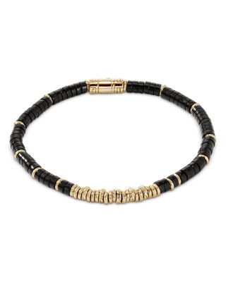 14K Yellow Gold Heishi Onyx Bracelet