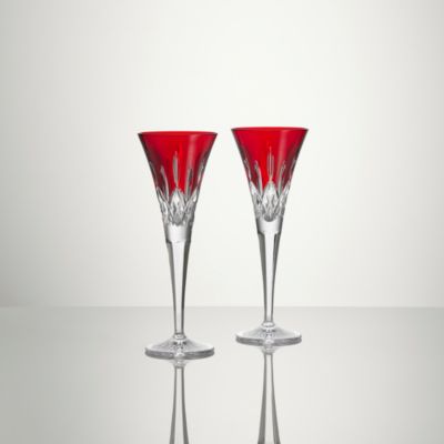 Lismore Red Toasting Flute, Set of 2