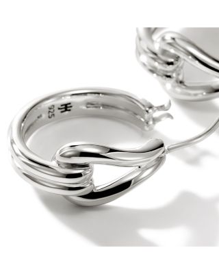 Sterling Silver Surf Polished Hoop Earrings