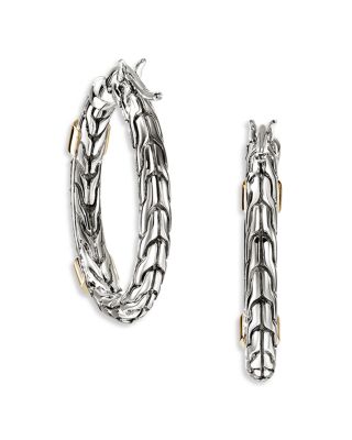 14K Yellow Gold & Sterling Silver JH Essentials Diamond Hoop Earrings