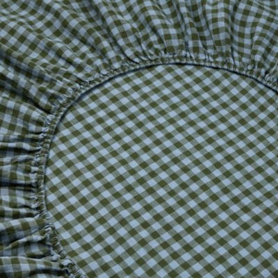 Colour Drench Gingham Linen Blend Fitted Sheet, Twin