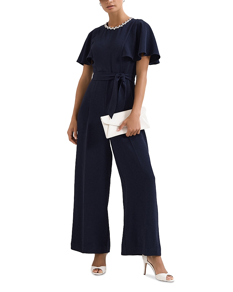 Phase Eight Orwen Rhinestone Neck Jumpsuit In Blue
