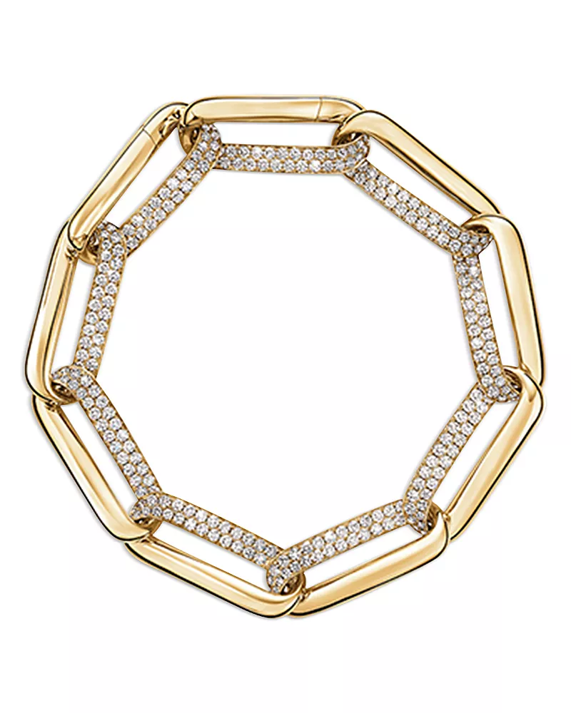 Hearts On Fire 18K Yellow Gold Inside Out Diamond Pave Chain Link Bracelet