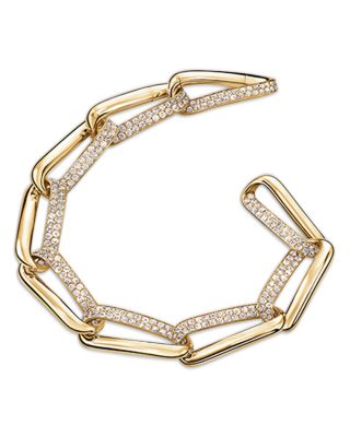 18K Yellow Gold Inside Out Diamond Pav&eacute; Chain Link Bracelet