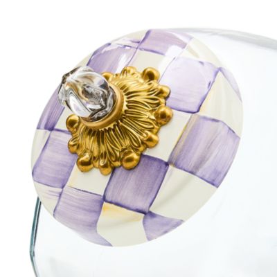 Cookie Jar with Violet Check Lid