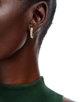 Textured Diamond Huggie Hoop Earrings in 14K Yellow Gold, 0.48 tcw