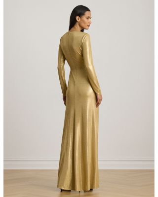Metallic Jersey Twist Front Gown