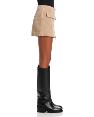 Latte Frappe Leather Mini Skirt