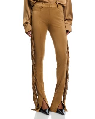 Fringe Spat High Rise Slim Jeans in Camel