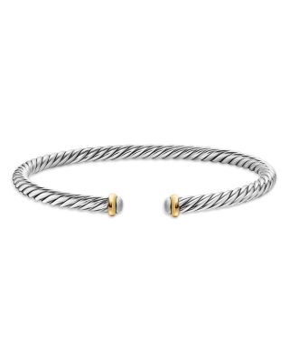 Cable Flex&reg; Bracelet in Sterling Silver with 14K Yellow Gold, 4mm