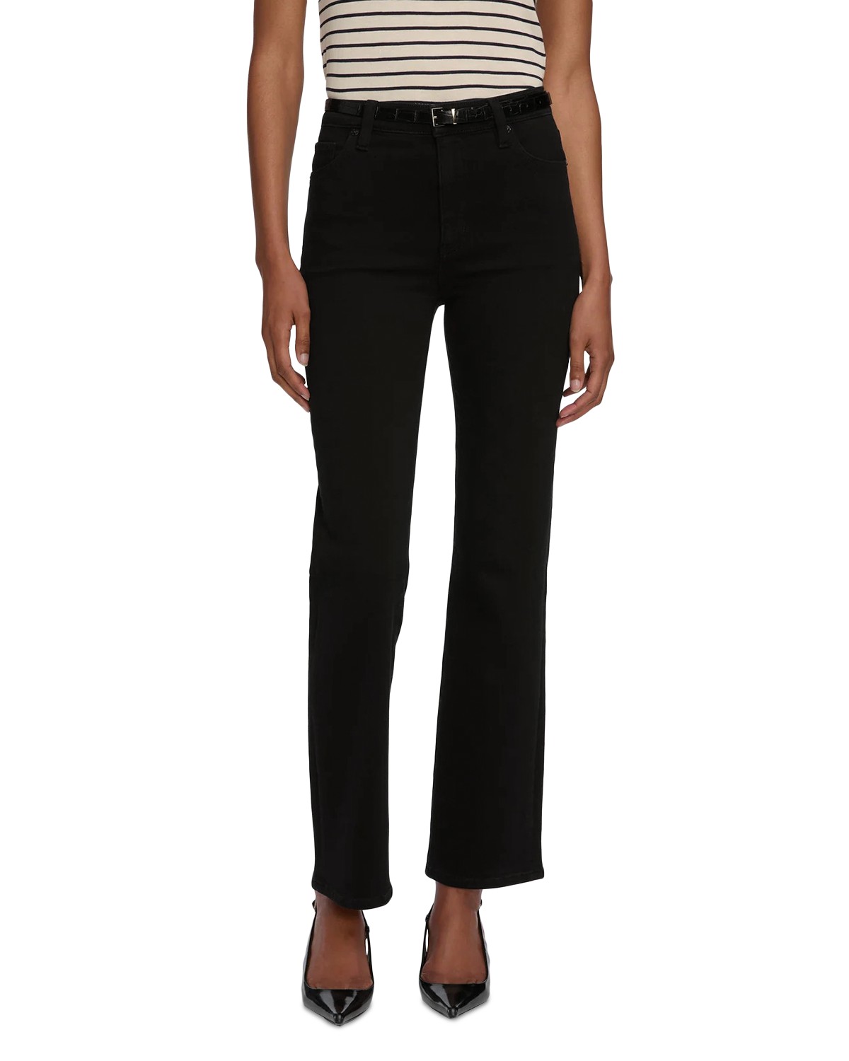 Le Sleek High Rise Straight Jeans in Black