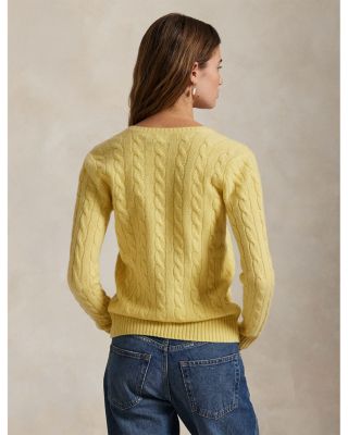 Cable Knit Wool & Cashmere V-Neck Sweater