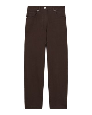 Petite Selin Mid Rise Straight Jeans in Chocolate