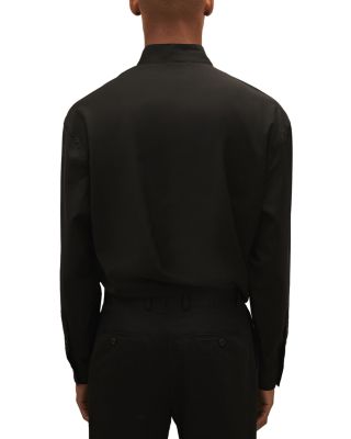 Forte Relaxed Neck Tie Wool Shirt