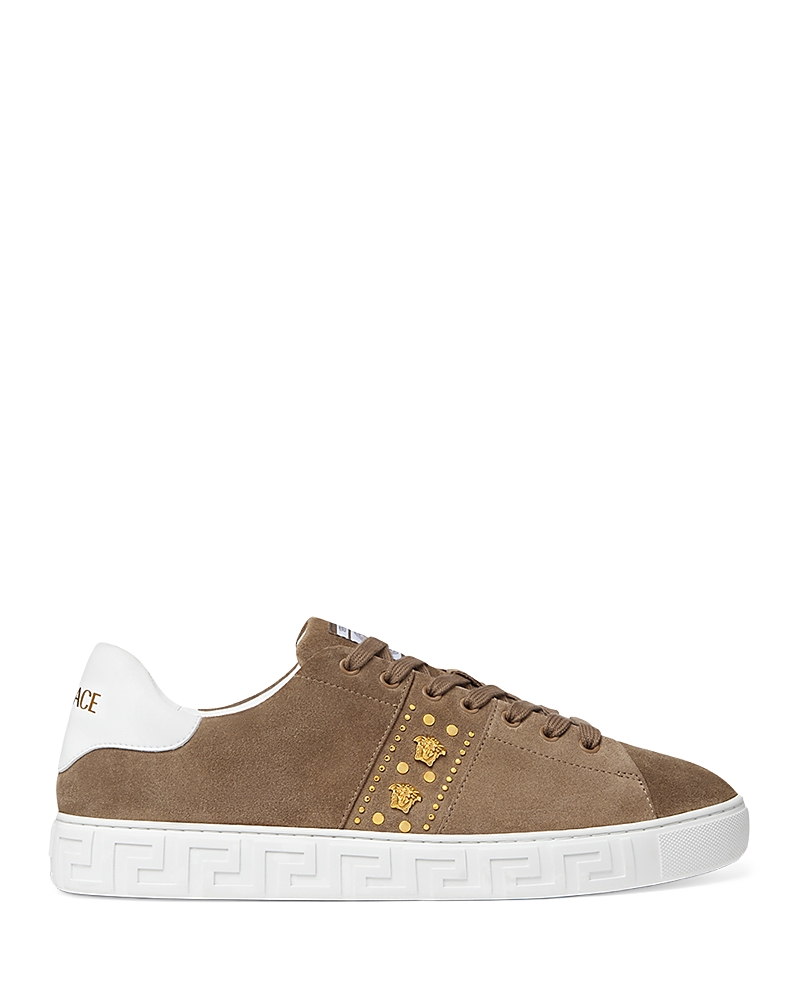 Versace Men's Greca Embellished Suede Sneakers