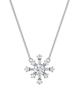 14K White Gold Galaxy Certified Lab Grown Diamond Starburst Pendant Necklace, 15.75-18.12&amp;quot;