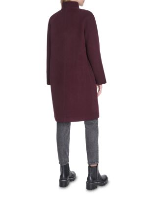 Asymmetric Closure Chevron Texture Wool Blend Coat