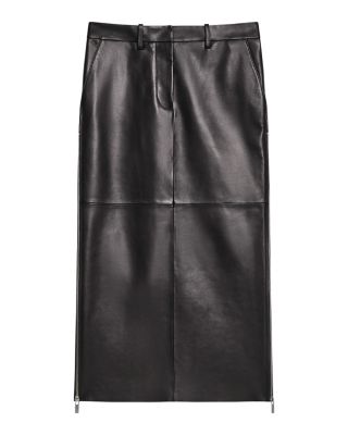 Leather Zip Midi Skirt