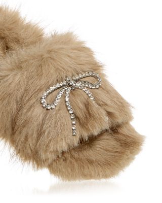 Women's Furry Bow Slide Sandals 