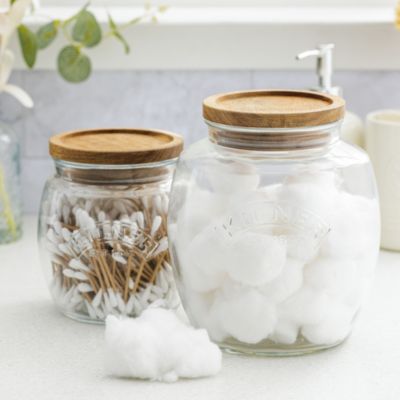 Storage Jars with Wooden Lids, Set of 2