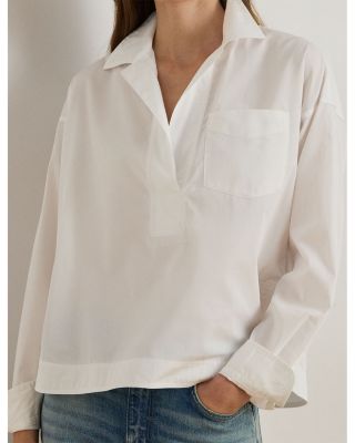 Cotton Broadcloth Cropped Shirt