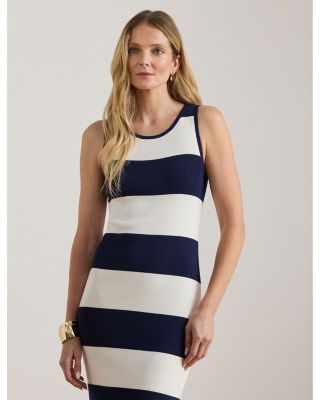Striped Cotton Blend Midi Tank Dress