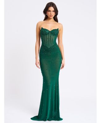  Fatima Sleeveless Corset Mermaid Maxi Evening Dress