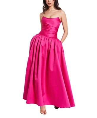  Walterina Satin Strapless Drop Waist Corset Gown
