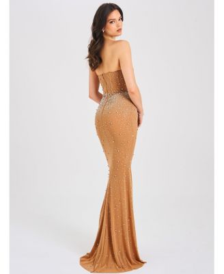  Fatima Embellished Sleeveless Corset Mermaid Maxi Dress