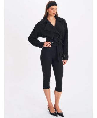  Dara Wool Blend Cropped Double-Breasted Belted Coat