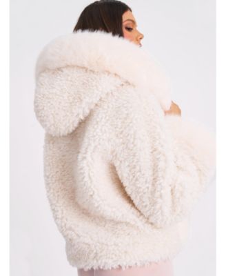 Jumbo Kali Faux Shearling Fur Trimmed Coat