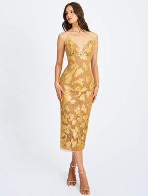 Edie Beaded Sequin Midi Pencil Dress