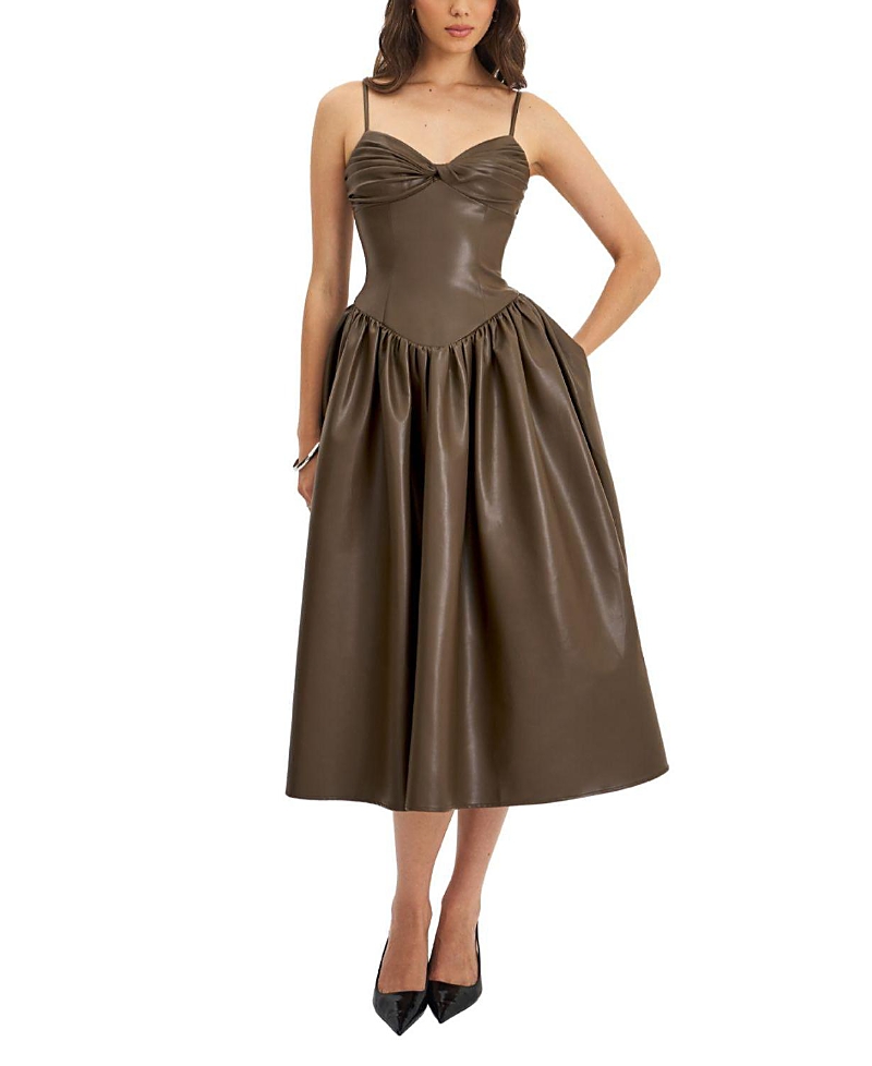 Miss Circle Parisia Faux Leather Drop Waist Maxi Dress