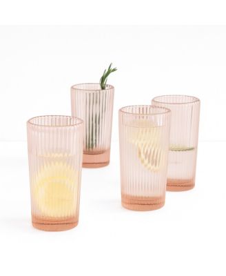  Pressed Pink Tall Glasses, Set of 4