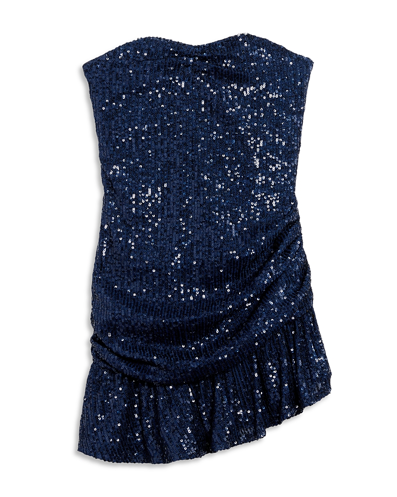 KatieJnyc Girls' Tween Estelle Asymmetric Strapless Sequin Dress - Big Kid