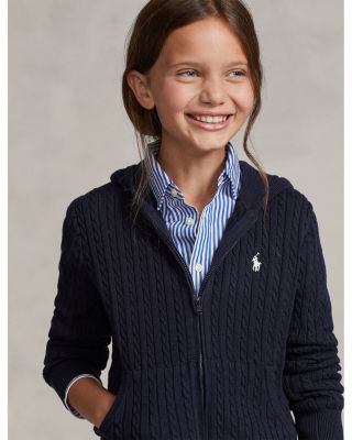 Girls' Mini Cable Cotton Full Zip Hoodie - Big Kid