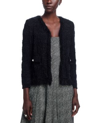 Eyelash Fringe Trim Knit Jacket