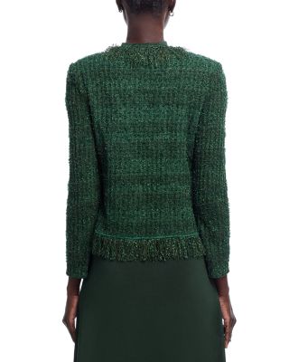 Eyelash Fringe Trim Knit Jacket