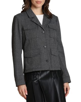 Notch Collar Knit Jacquard Jacket