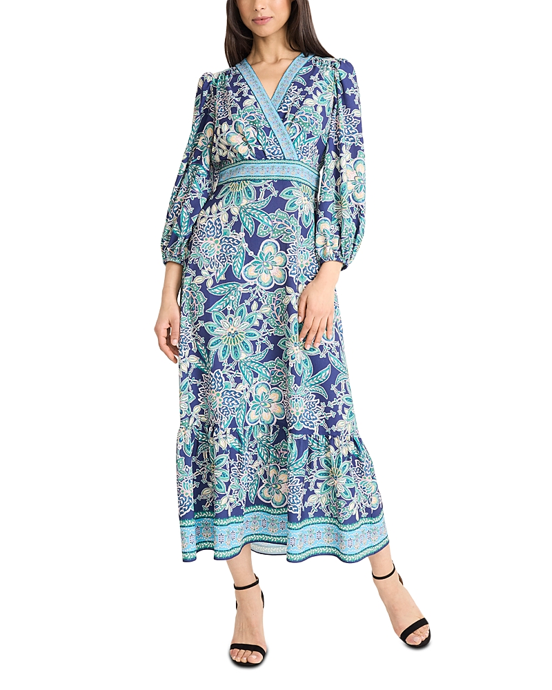 Donna Morgan V Neck Balloon Sleeve Dress