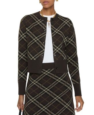 Check Wool Cashmere Cardigan