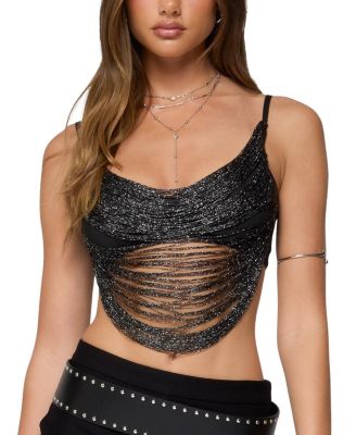 Ora Metallic Fringed Bra Top