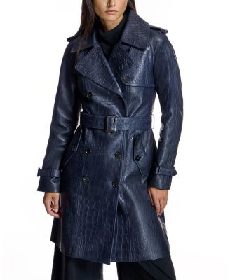  Croc Stamped Leather Trench