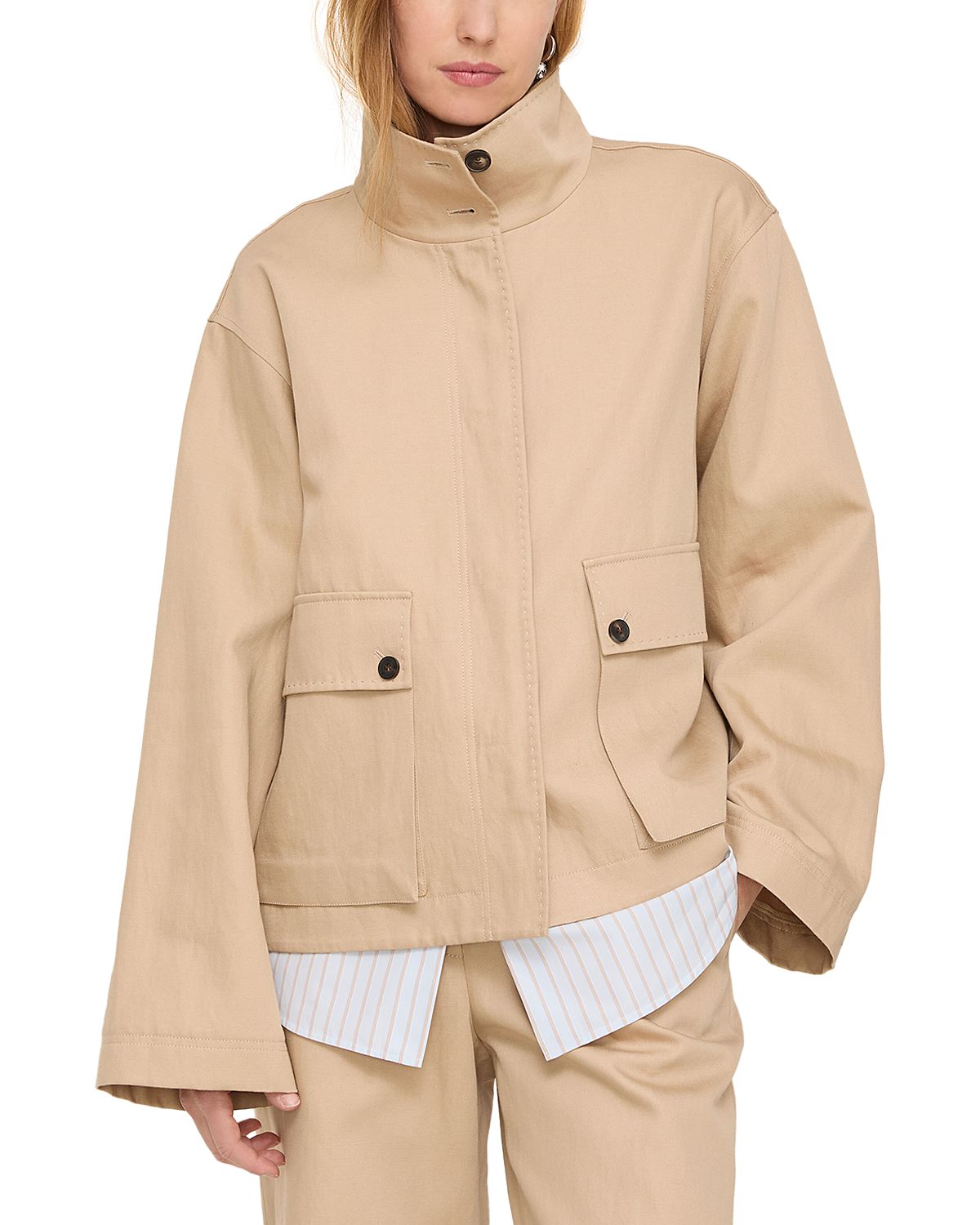 Lafayette 148 New York Funnel Neck Cargo Pocket Jacket