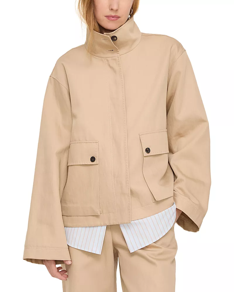 Lafayette 148 New York Funnel Neck Cargo Pocket Jacket